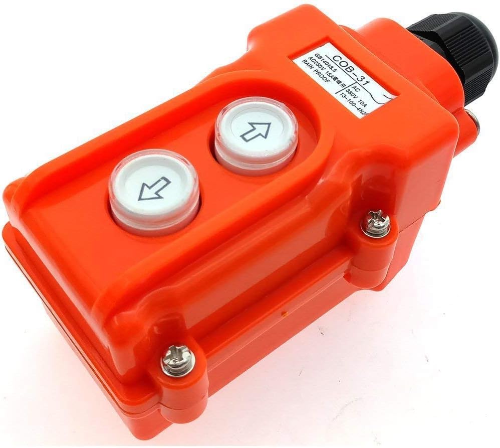 Hoist Pushbutton Switch,Saim Water Proof Hoist Crane Pendant Up Down Pushbutton Switch/Control Switch 10A Ith COB-31