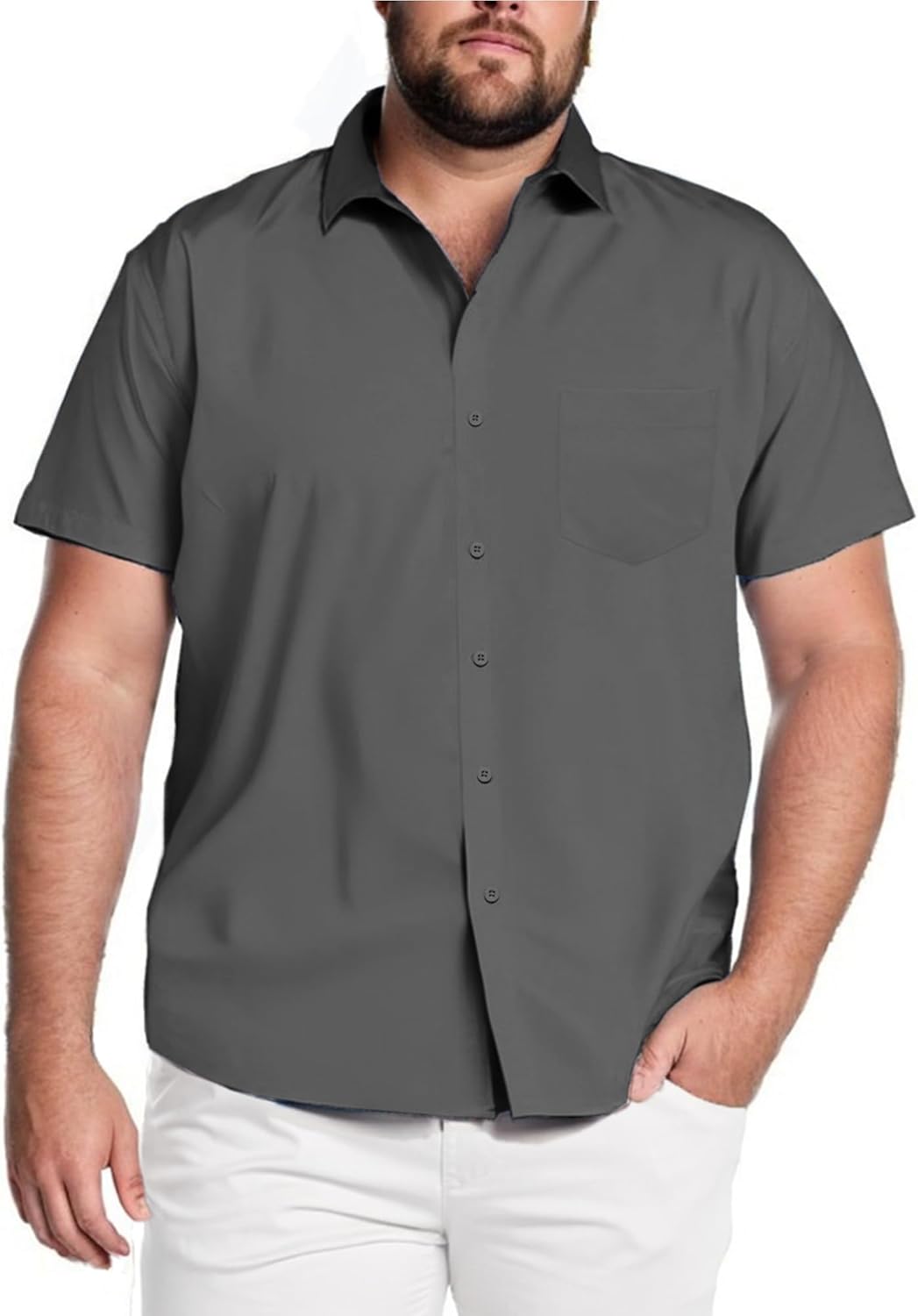 COOFANDY Big & Tall Shirts for Men Short Sleeve Button Down Casual Dress Shirts