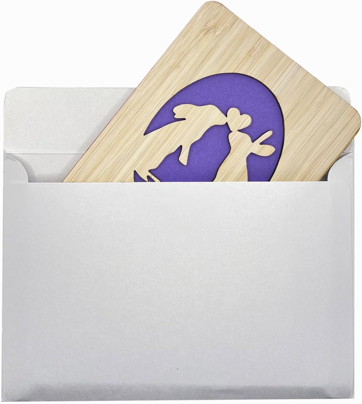 Wooden Easter Bunny Card with Stand,Happy Easter Cards with Envelopes for Kids, Classmates & Loved Ones