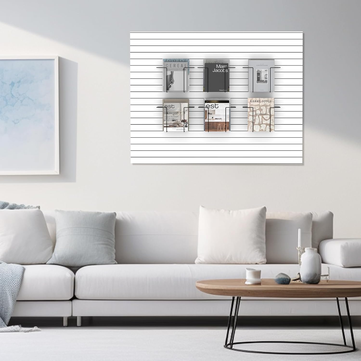 6 Pair Literature Display for Slatwall, Adjustable Magazine Holder for Slat Wall, Metal Slatwall Accessories for Exhibitions, Perfect for Organizing Books, Magazines, and Brochures