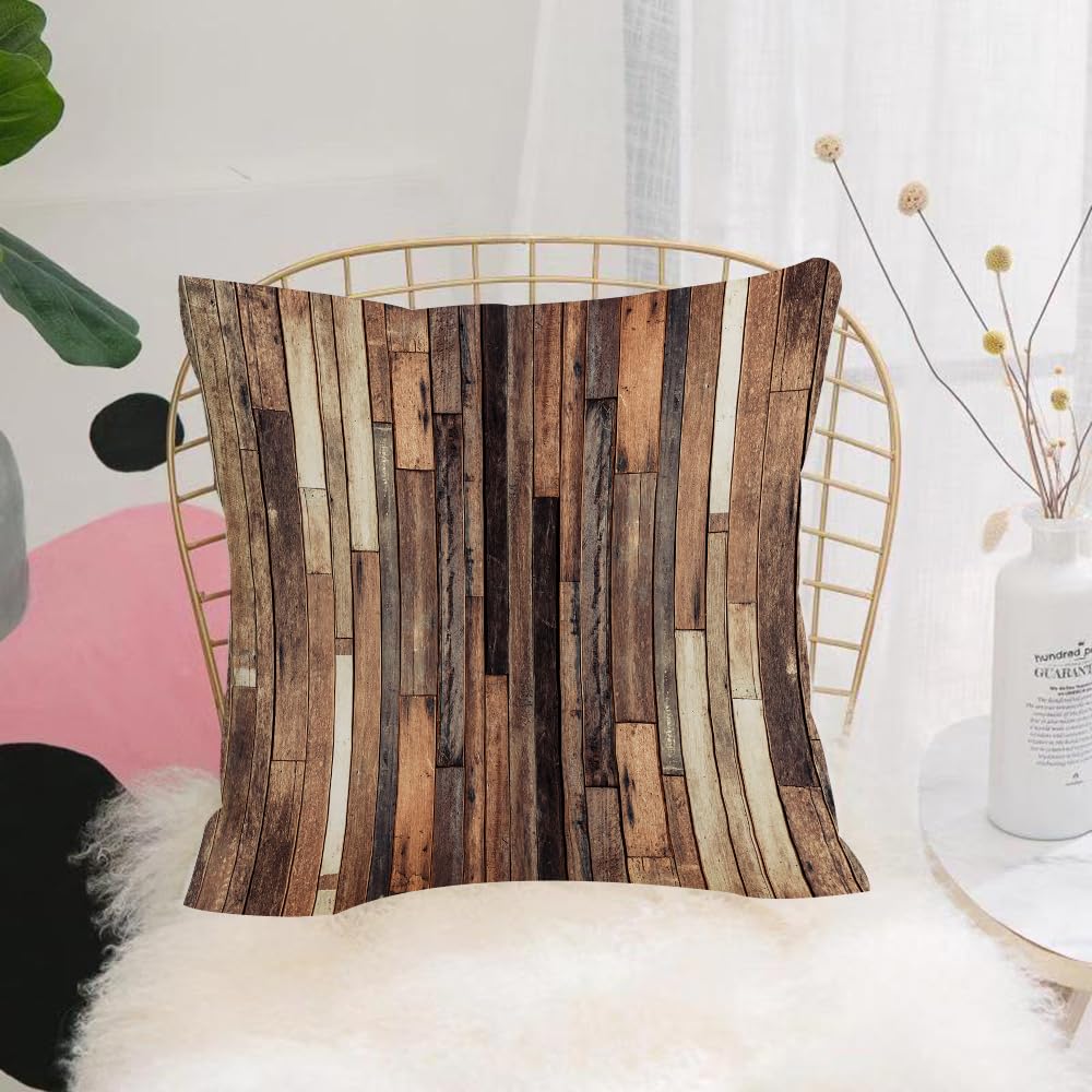 HYMSXW Cushion Cover,Throw Pillow Case Home Decorative for Living Room Bedroom Sofa Chair 20X20 Inch,Wooden Rugs for Bedroom Brown Old Hardwood Floor Plank Grunge Garage Loft Natu,Pillowcase 50X50cm