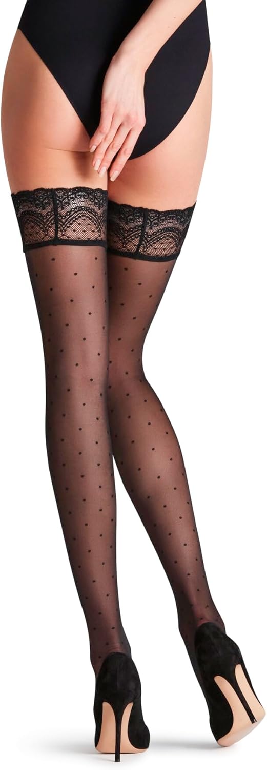 FALKE Women's Dot 15 Denier Thigh Highs, Patterned, Sheer, 1 Pair