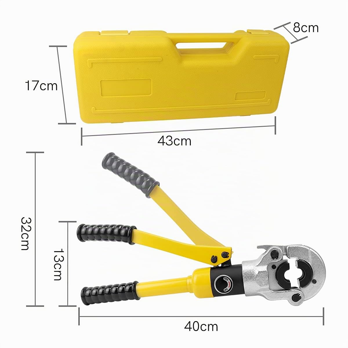 Pince à Sertir, pour Raccords sur Tubes, TH16, TH20, TH26, TH32 mm, Pince à Sertir avec Tête Rotative à 360° et Poignée Ergonomique en Caoutchouc 10T