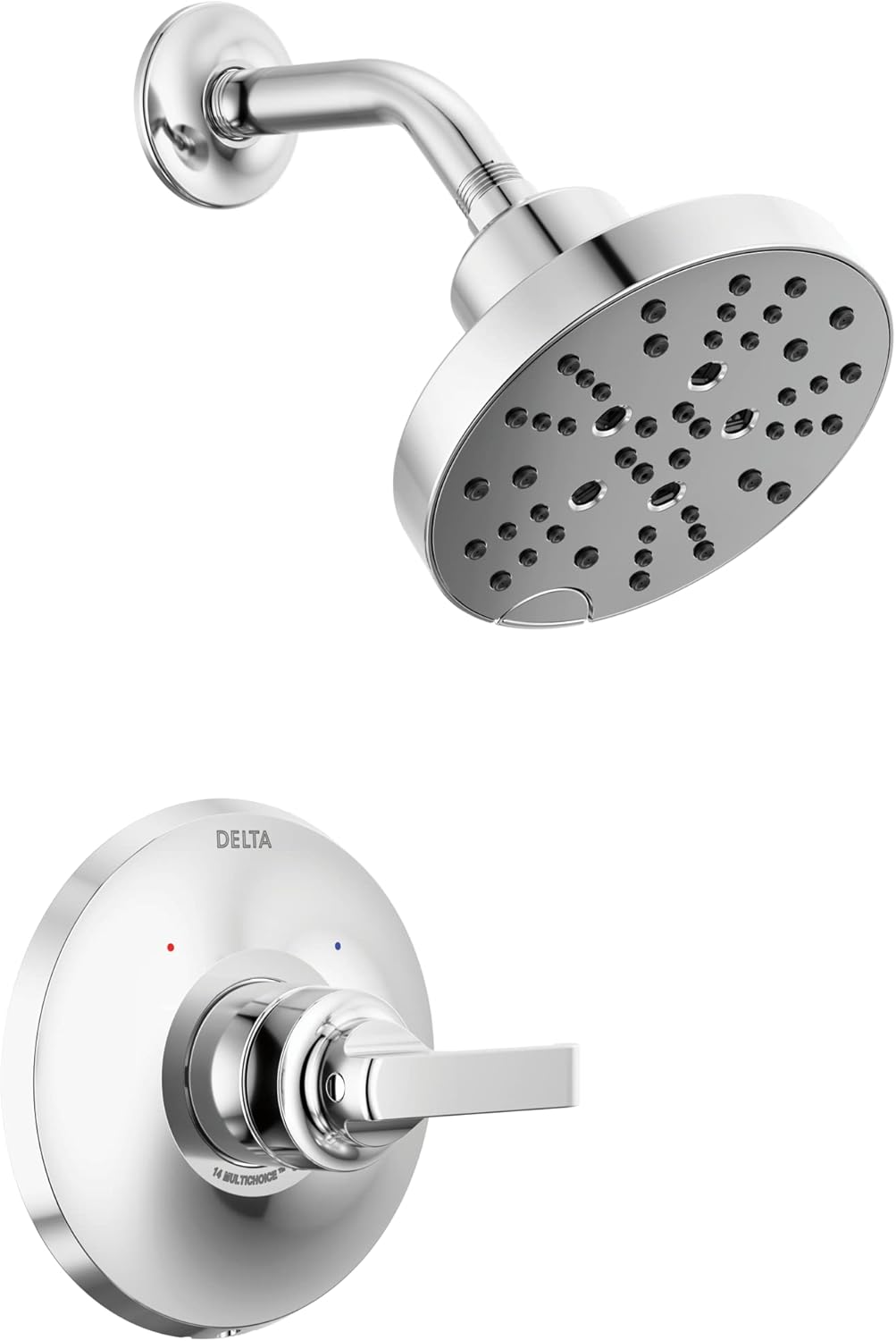 Delta Tetra 14 Series Chrome Shower Faucet Set, Shower Head and Handle Set, Valve Trim Kit, Lumicoat Chrome T14289-PR (Valve Not Included)