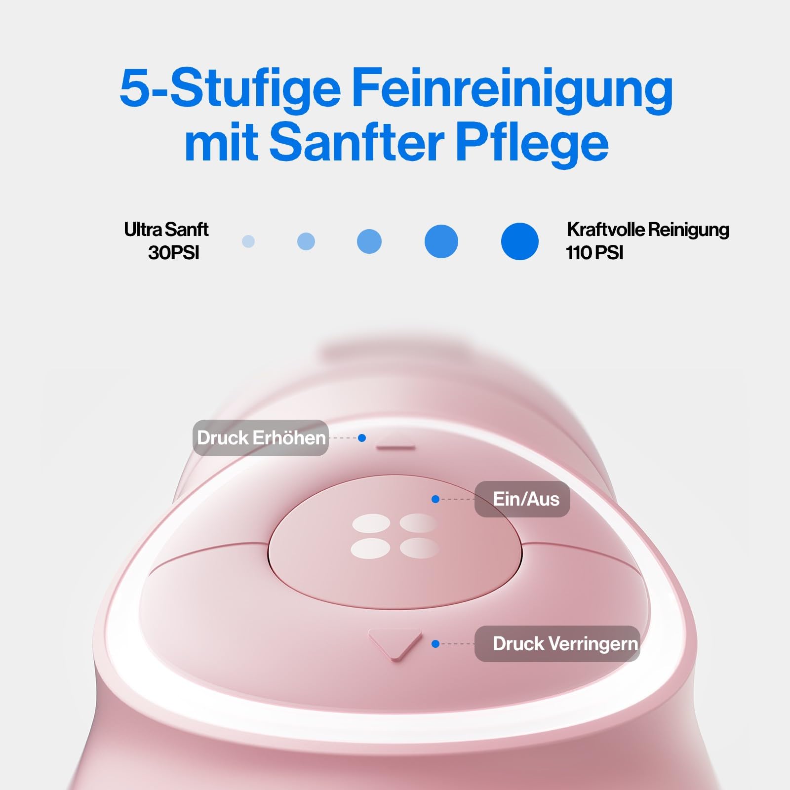 usmile C30 Munddusche Kabellos, 300 ml, 5 Druckstufen, Rosa | S-Düsen für Zahnspangen & Invisalign, USB-C wiederaufladbar, IPX7 wasserdicht, ideal für Reisen und Zuhause