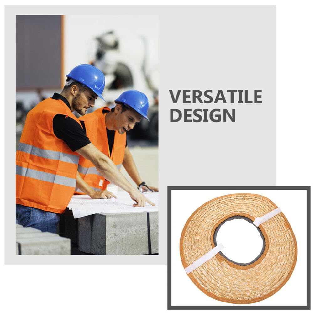 SOLUSTRE Hard Hat Sun Shade Visor 3pcs Straw Woven Full Brim Sun Shade Extension Protection Construction Hat Open Top Sombrero Hat Shield Accessories for Workers 45cm