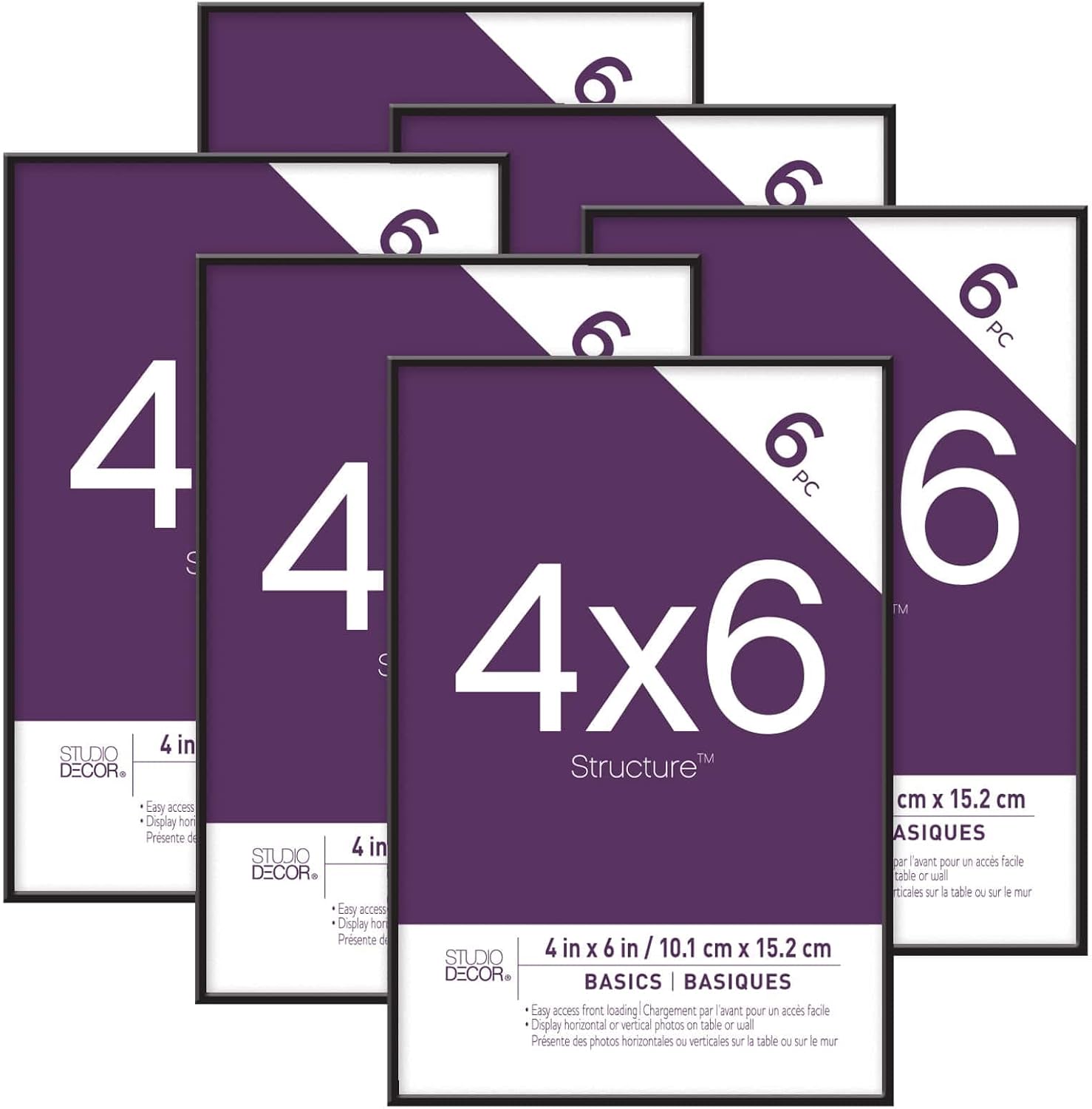 Studio Decor 6 Pack Basics 4" x 6" Black Frames