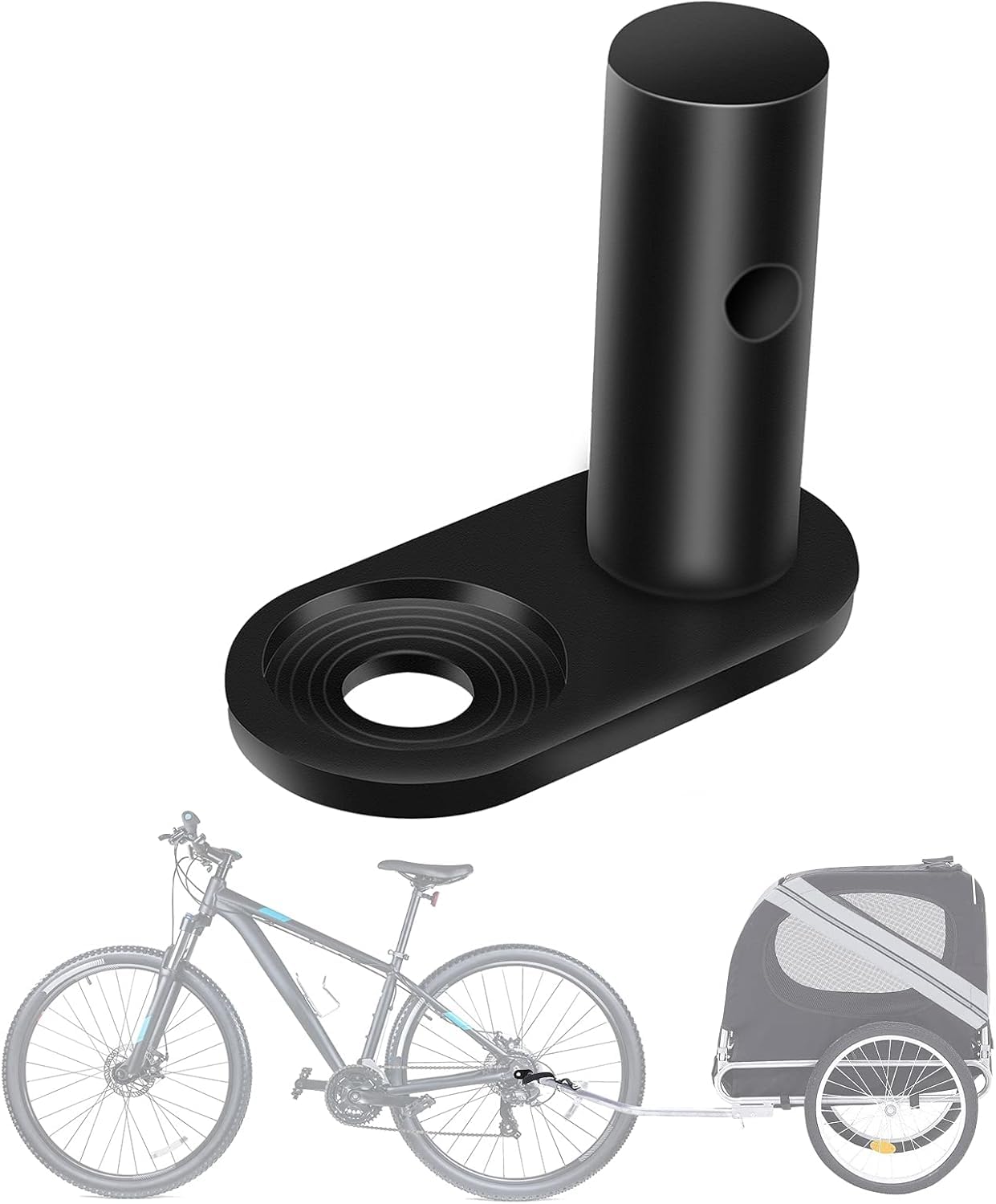 Fahrradanhänger Kupplung Anhängerkupplung Adapter Universal Traktionskopf Tragbar Fahrradanhänger Hakenanschluss Anhang für Kinderwagen Kinder Hund Anhänger Kinderfahrrad Haustier Wagen, Schwarz Sport & Freizeit