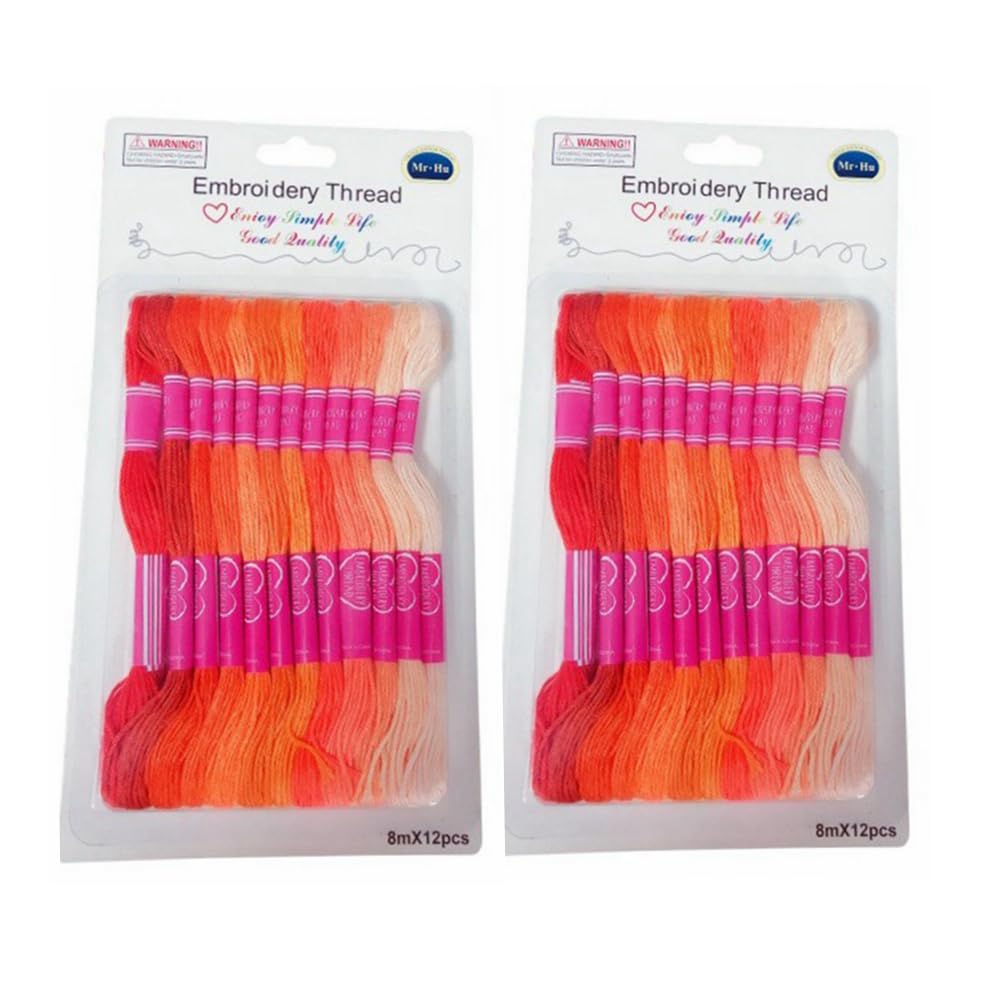 Pack of 24 Embroidery Threads 6 Strands Embroidery Floss Thread Sewing Thread Kit Cross Stitch Embroidery Floss (Orange)
