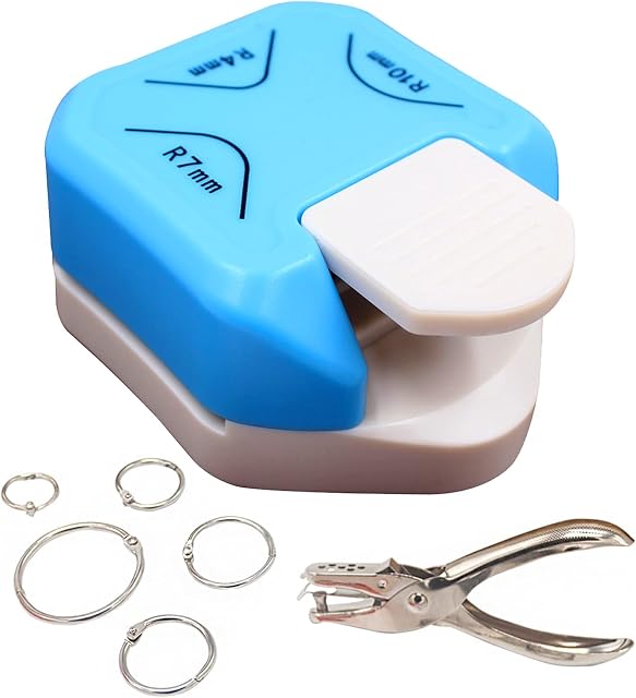 LAMXD 3 in 1 Corner Rounder Punch, Hole Punch 3 Way Corner Cutter with Hole Paper Puncher and Loose Leaf Binder Ring,Laminate,DIY Crafts,Card Making and Scrapbooking Crafting Handmade Activity #Blue