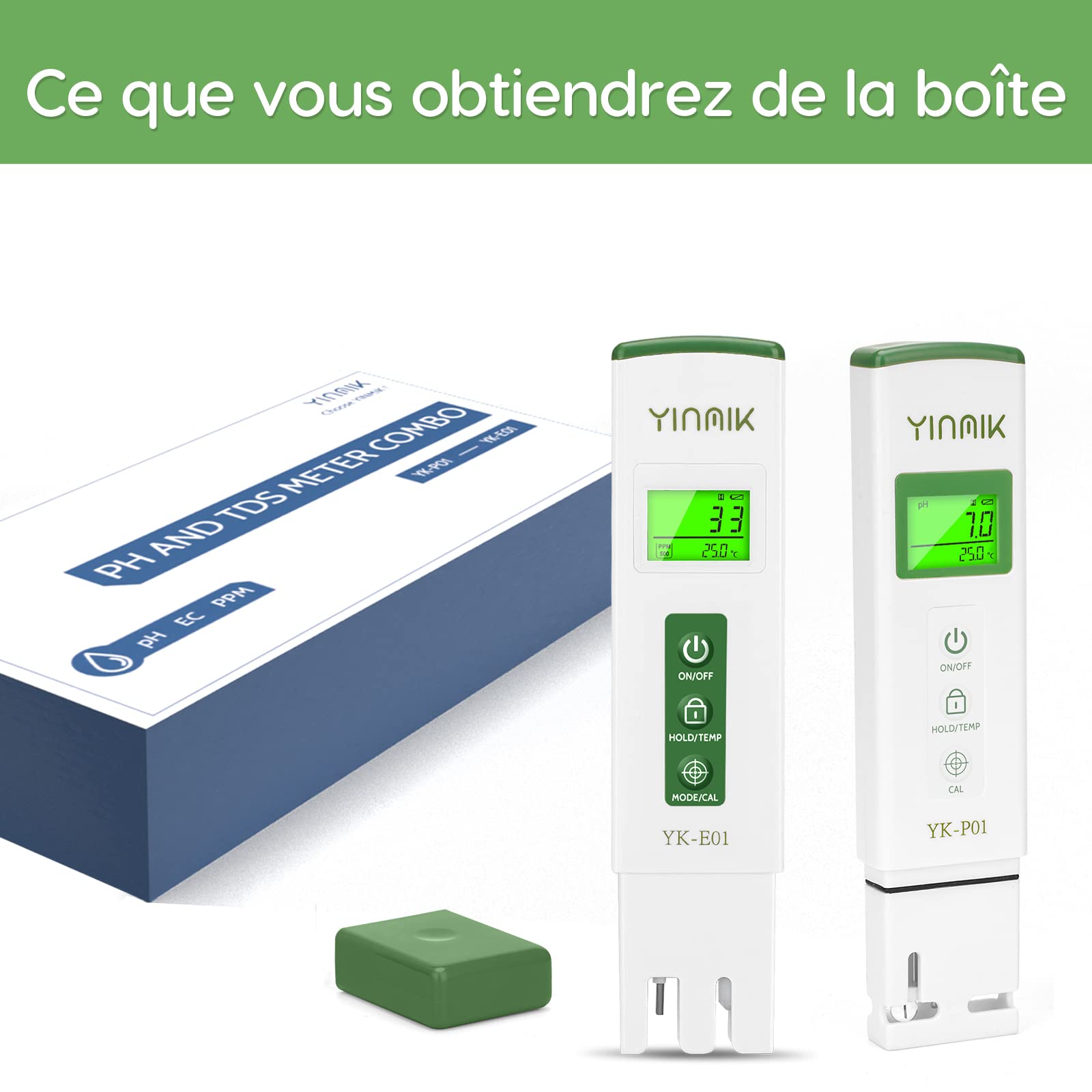 YINMIK pH Mètre et Testeur TDS Numérique, Testeur pH Piscine Électronique | Testeur pH Mesure pH TDS EC Température, Affichage Horizontal, Pour Piscine SPA Aquarium, Eau Potable, Hydroponique
