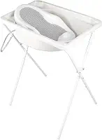 Kit banho - Banheira branca 34L com suporte alto + rede cinza redutor de banheira