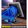 360° Rotating Tablet Desk Stand with USB Cooler Carbon Steel Frame Dual Rod Mount for iPad Pro 13 12 11 Air Mini 5 4 3 Samsung Tab E-Reader (Black with Built-in