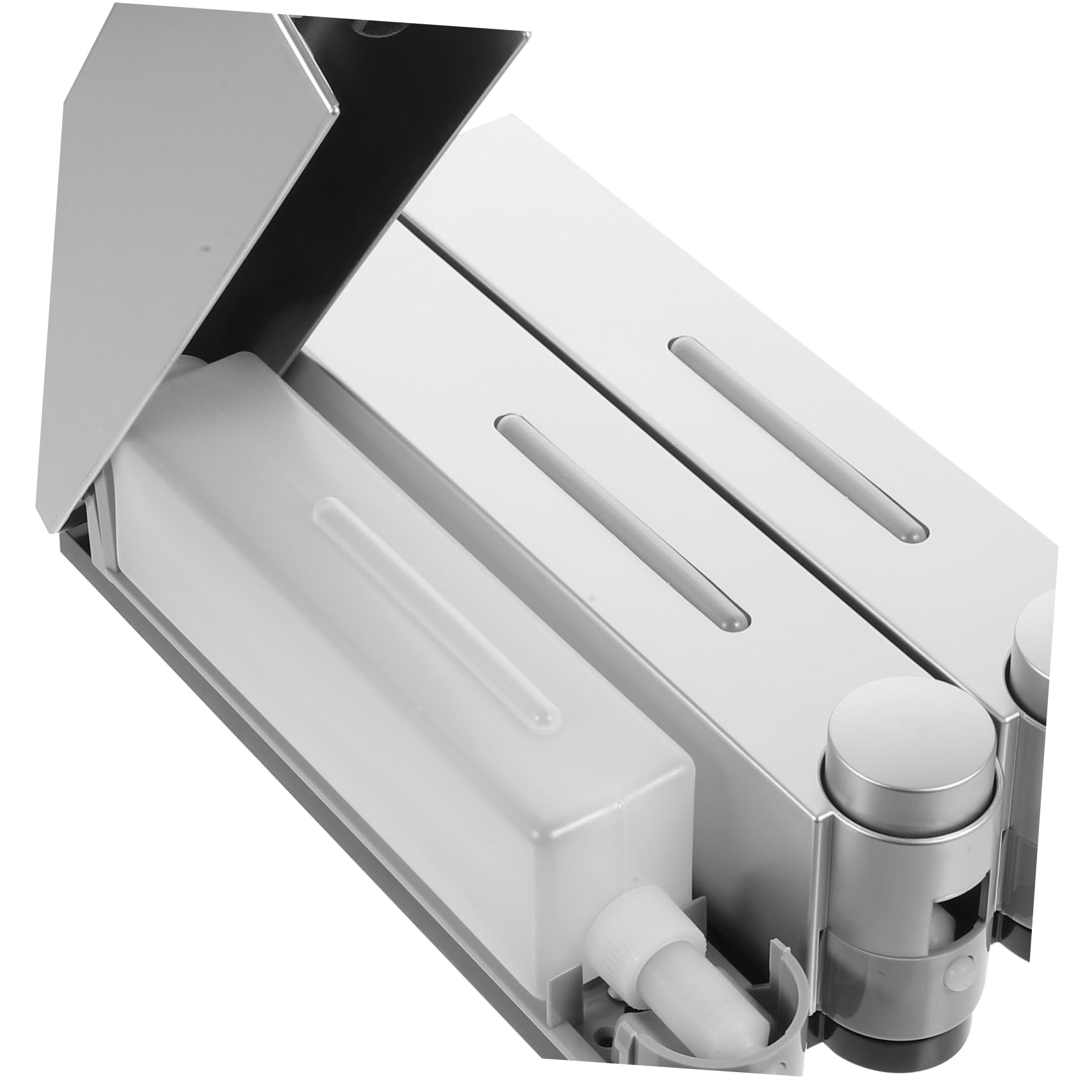 Distributore Doccia a Parete a Tre Testine, Argento | Ricaricabile a Tre Scomparti, Montaggio Fisso, Design a Perdite, Abs e Pvc
