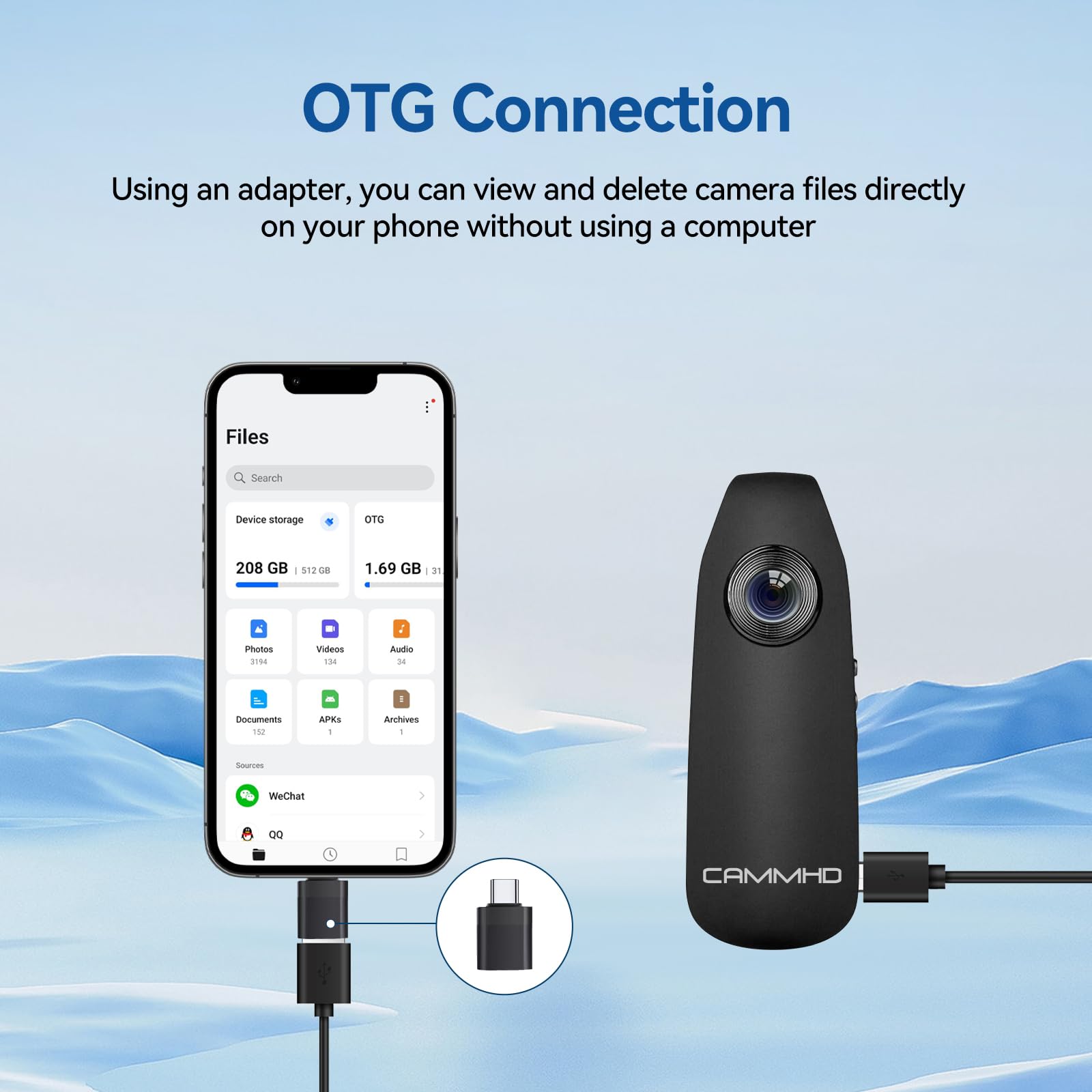 CAMMHD 1080P 32GB Körperkamera Full HD Portable Bodycam One-Key-Aufnahme Bewegungserkennung, 3-7 Stunden Aufnahme, Unterstützung OTG Verbindung (Maximale Unterstützung 512GB)