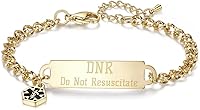 Vista 35 de LinnaLove Pulsera de alerta médica simple para mujer, pulseras de identificación de cadena de corte brillante con grabado