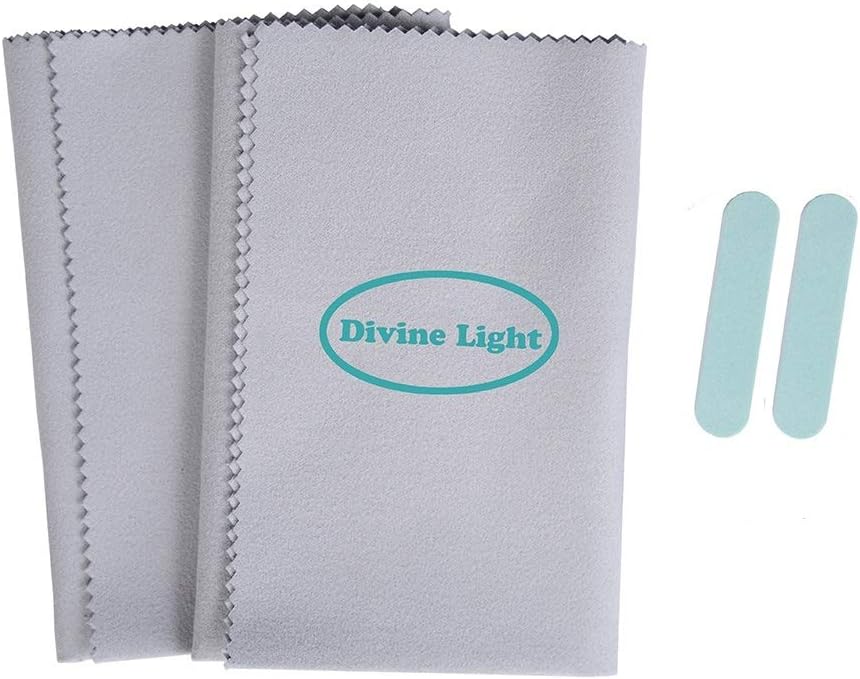 Divine Light Large Jewelry Polishing Cloths with Polishing Sticks (2 Pieces of Premium Jewelry Cloths 11.8×11.8 inches & 2 Pieces of Sticks)