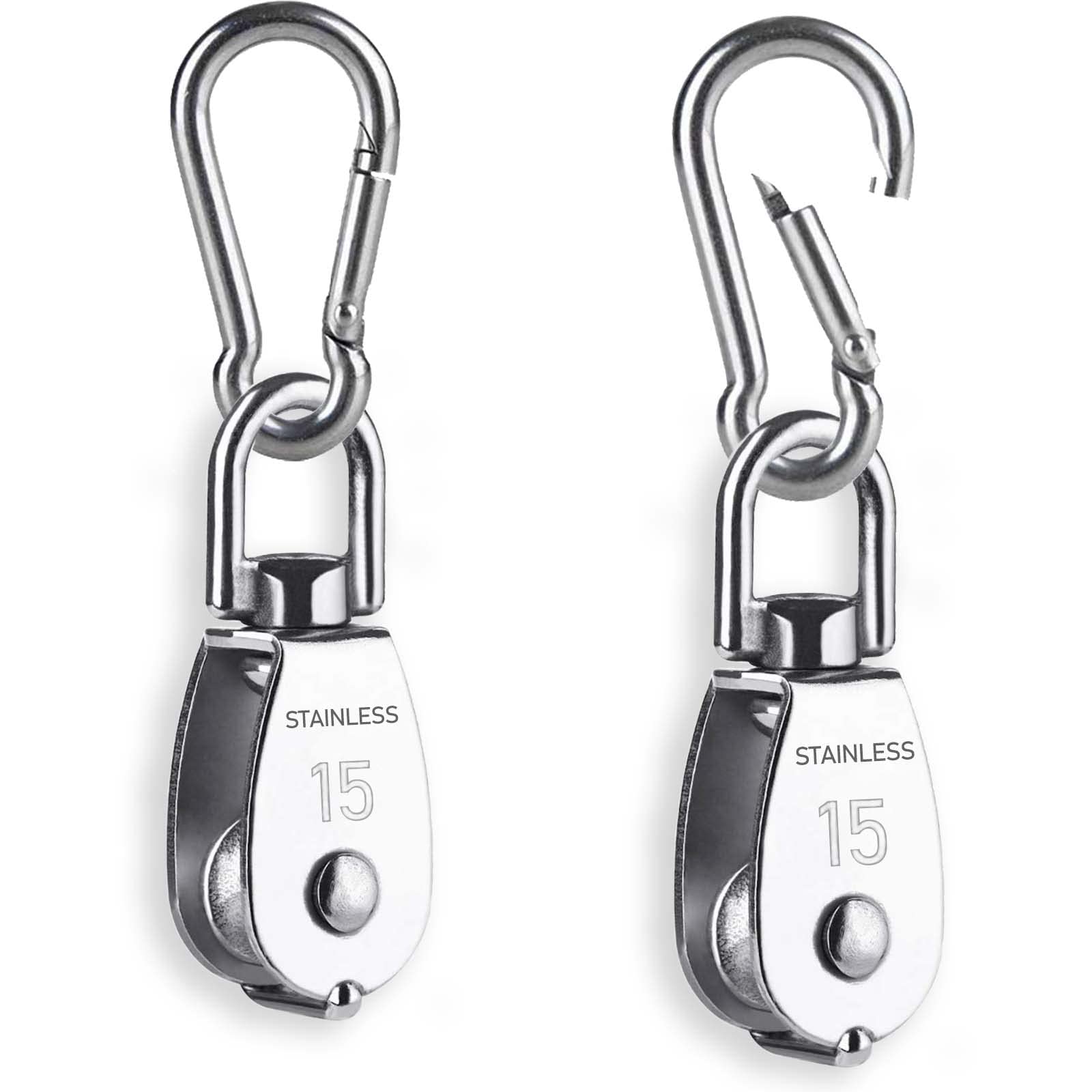Amazon.co.jp: 滑車 カラビナ付き ステンレス製 小型ローププーリー