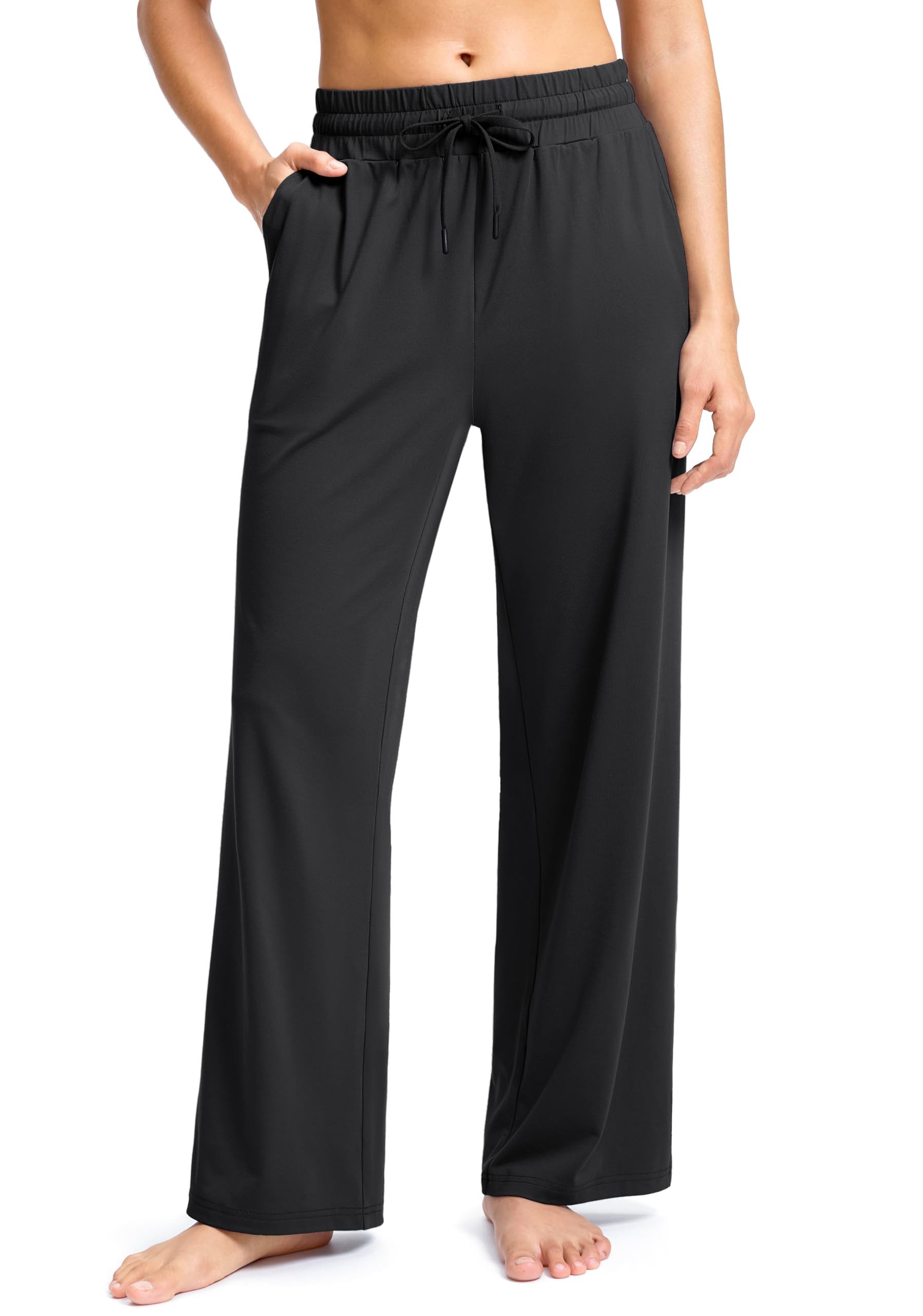 SANTINY Womens Soft Sweatpants Lightweight Yoga Lounge Casual Pants Stretch Open Bottom Sweat Pants for Women with Pockets