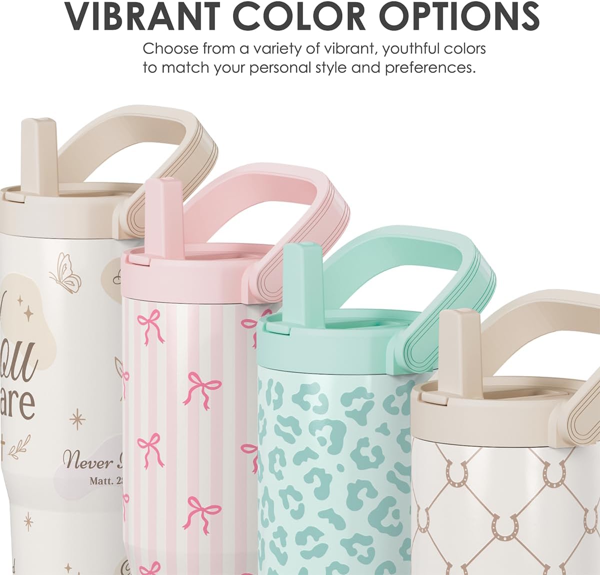 SANDJEST Christian Stainless Steel Straw Lid Tumbler 30oz with Carry Handle for Women Girls, You Are Insulated Travel Coffee Cup, Gift for Sports Outdoor Workout Christmas Birthday - Image 4