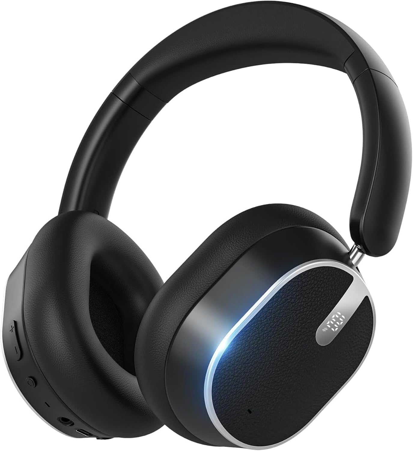 Metallic black MMWOWARTS H2 over-ear ANC headphones with memory foam cups
