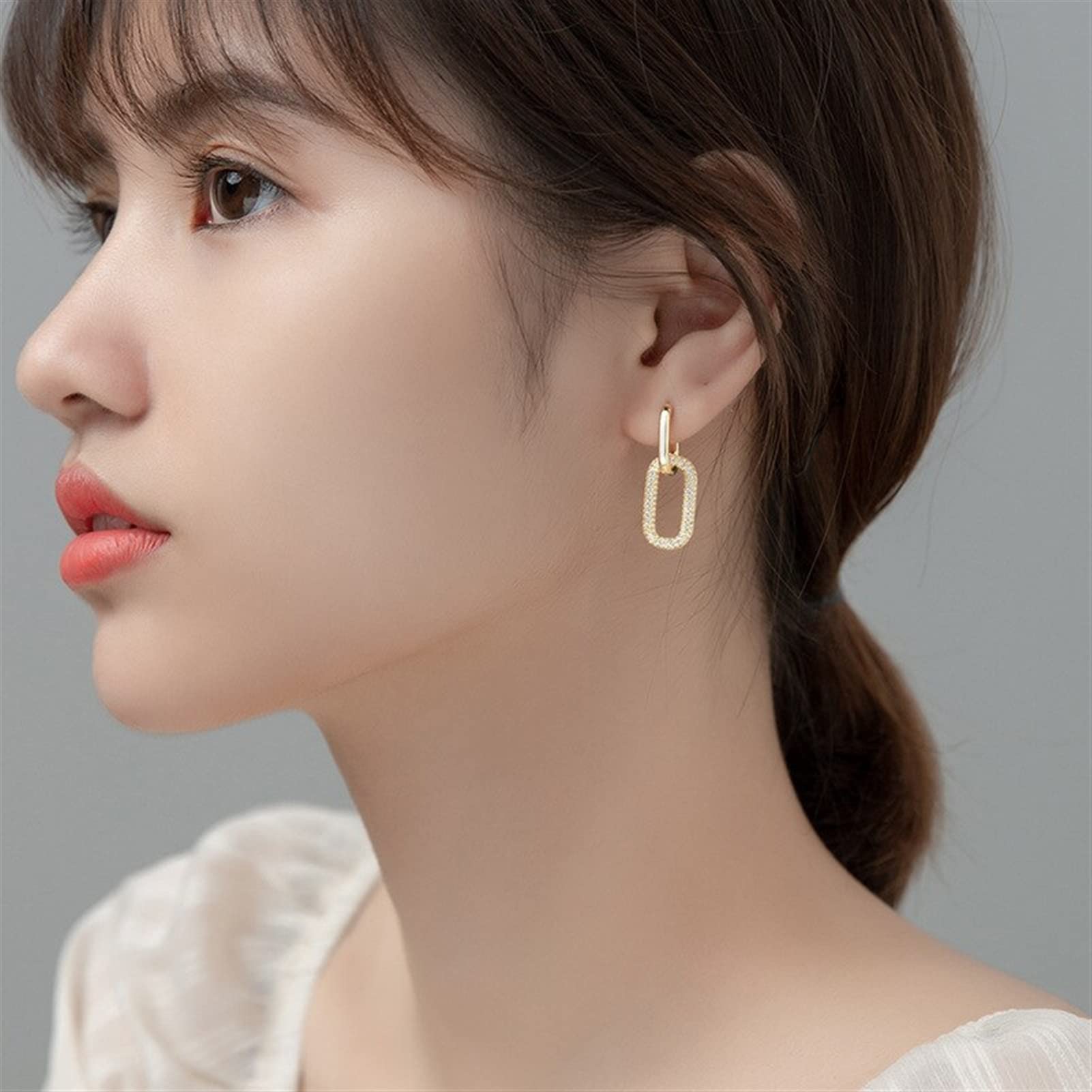 Pendientes Creativity 925 Declaración de Plata esterlina Boho Sparkling Zircon Pendientes Femenino Piercing Piercing Joyería Lindos Aretes (Gem Color : Gold)