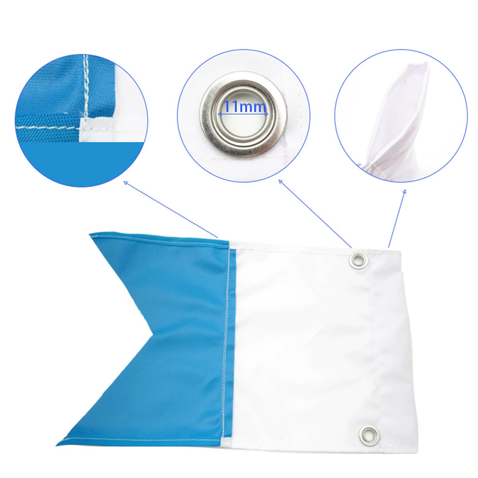 Generisch Set de banderas flotantes de buceo, 35 x 25 cm, 75 x 60 cm, 80 x 50 cm, tamaño azul y blanco, para actividades marinas y seguridad en la piscina, bandera de seguridad para snorkel