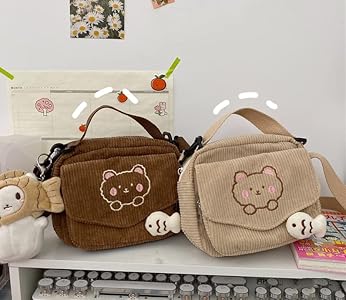 AWXZOM small cute Corduroy Crossbody bag min Kawaii Purse