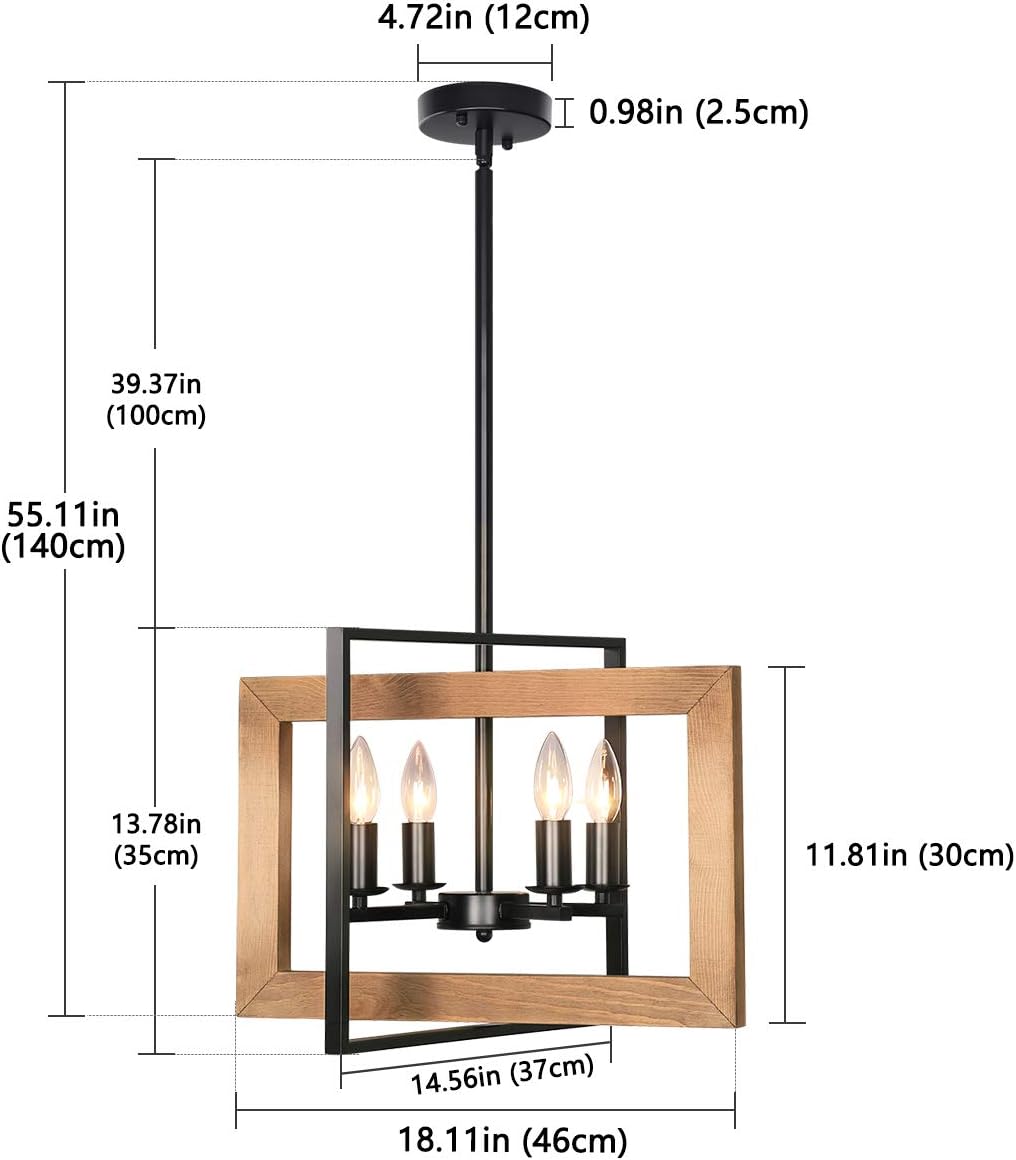 Bеѕt Dеаl Prоduсt Merbotin Rustic 4-Light Dining Room Hanging Light, Farmhouse Metal Ceiling Pendent Light for Kitchen Island, Dining Table, Living Room