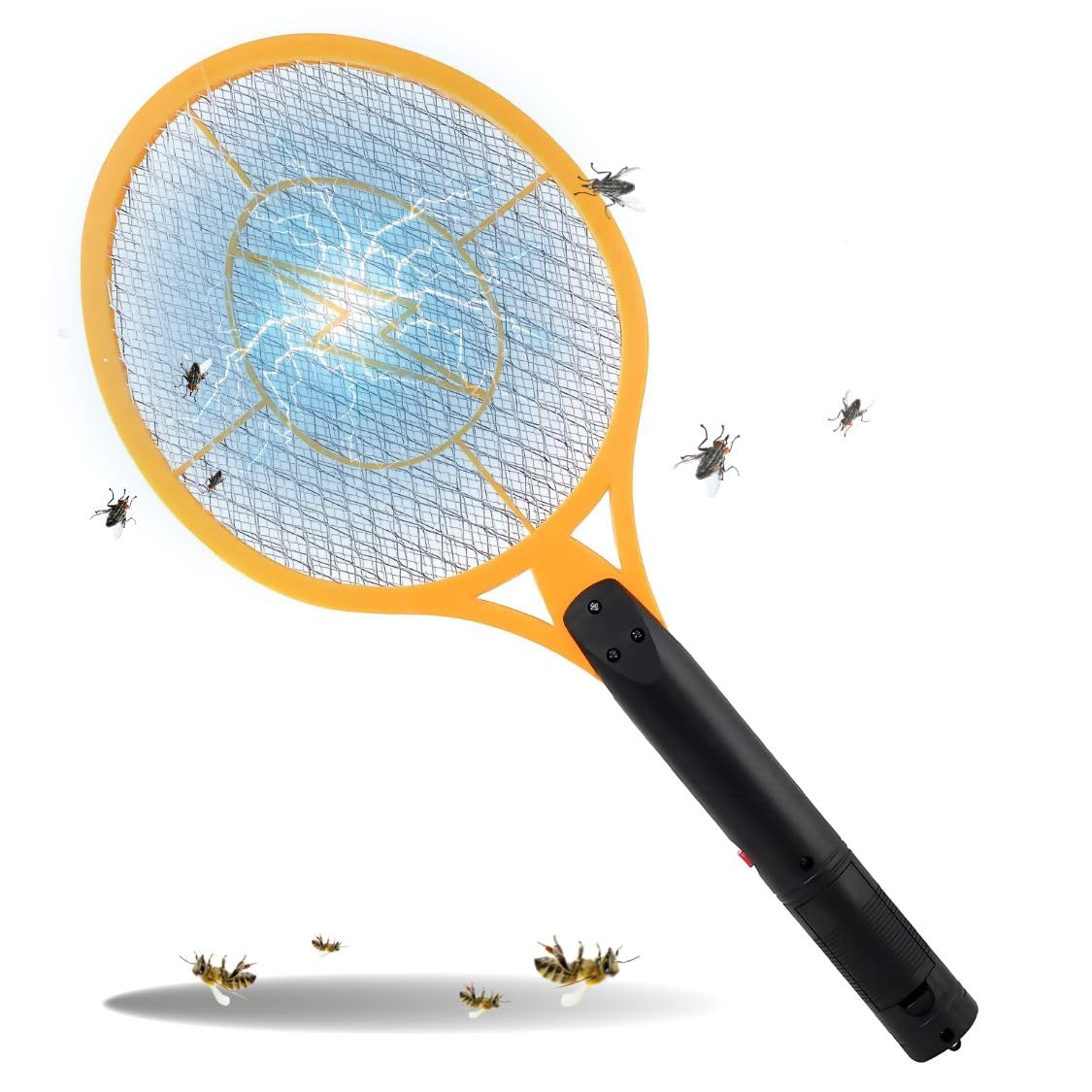 Powerful Electric Shock Insect Killer Racket, Fly Swatter, Mosquito Trap Racket (Insects, Mosquitoes, Fly Swatter, Electric, Electric Shock Racket), 3-Layer Net Safe Construction, Insect Repellent,