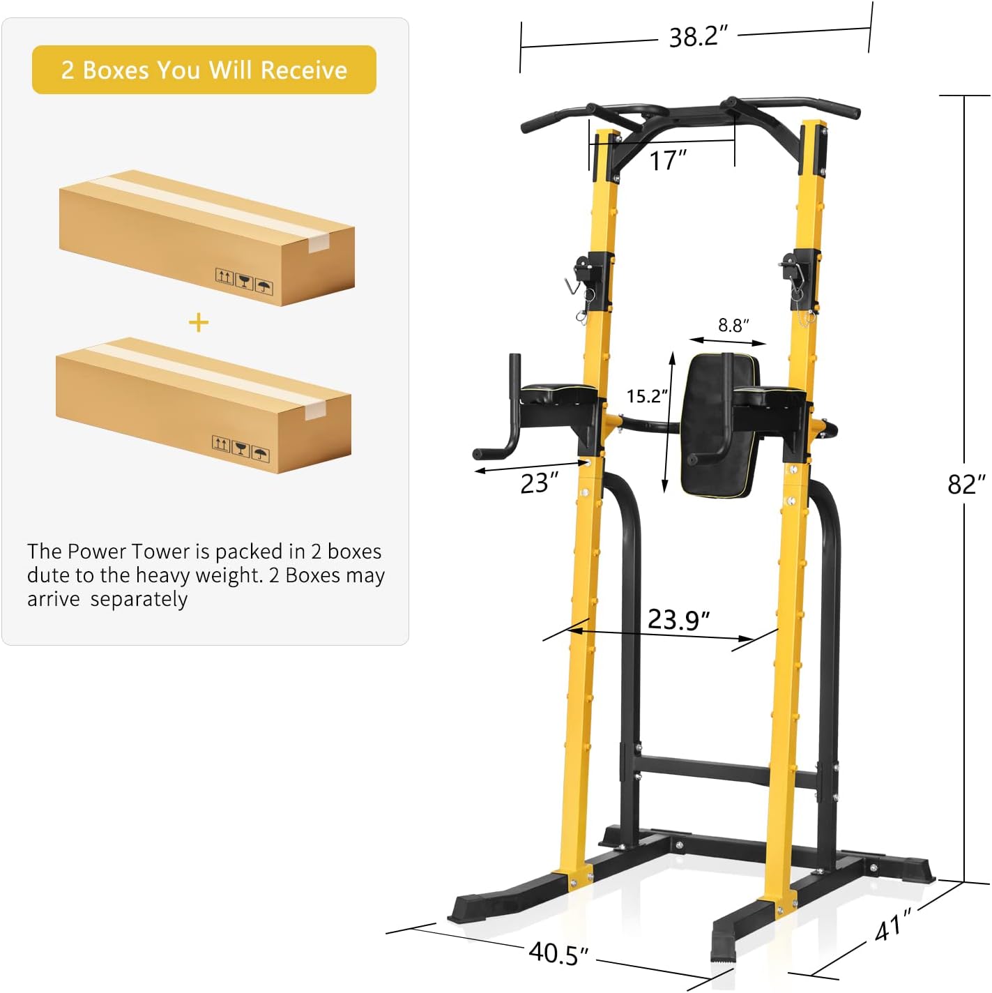 ZENOVA Pull Up Bar Station Power Tower, Adjustable Height Dip Bar for Home Gym Multi-Function Strength Training Workout Equipment