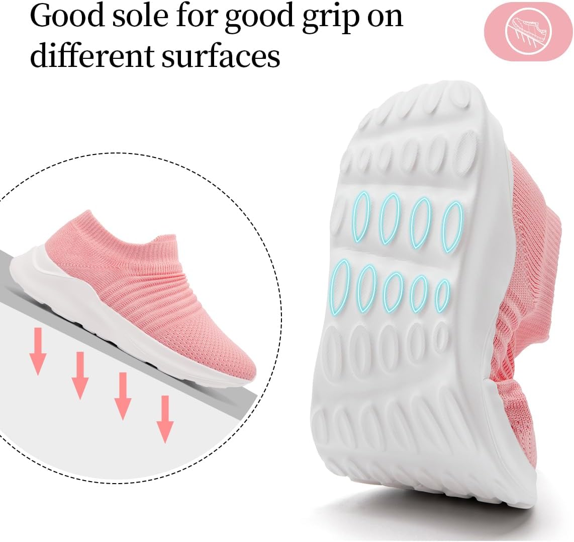 Womens Walking Slip on Shoes Gym Fitness Tennis Travel Fashion Running Lightweight Comfortable Breathable Refreshing Sneakers Black Size 6 Pink Size 11 - Image 4