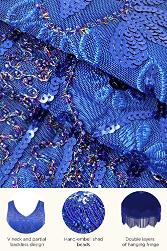 Image of BABEYOND Women's Flapper Dresses 1920s V Neck Beaded Fringed Great Gatsby Dress