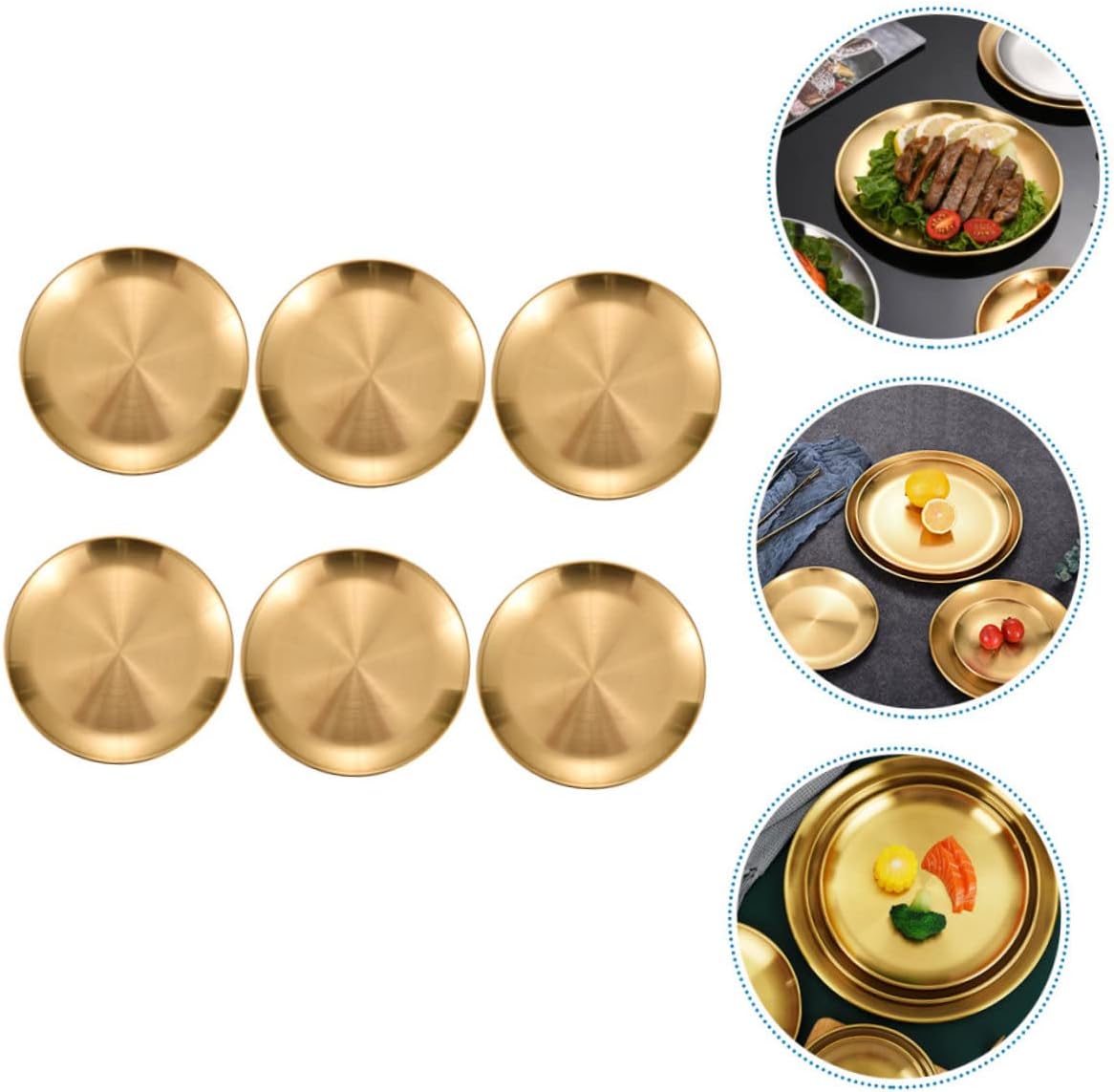 6Pcs Stainless Steel Plates Korean Style Dishes Dinner Plates for Camping Barbecue and Snacks Vintage Aesthetic Dinnerware
