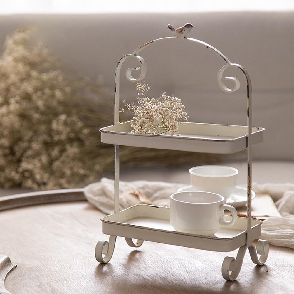 Dianzan Stojak na babeczki, dwuwarstwowa taca deserowa, metalowy organizer na ciasto, stojak na biurko, kosz do przechowywania na baby shower, ślub, urodziny
