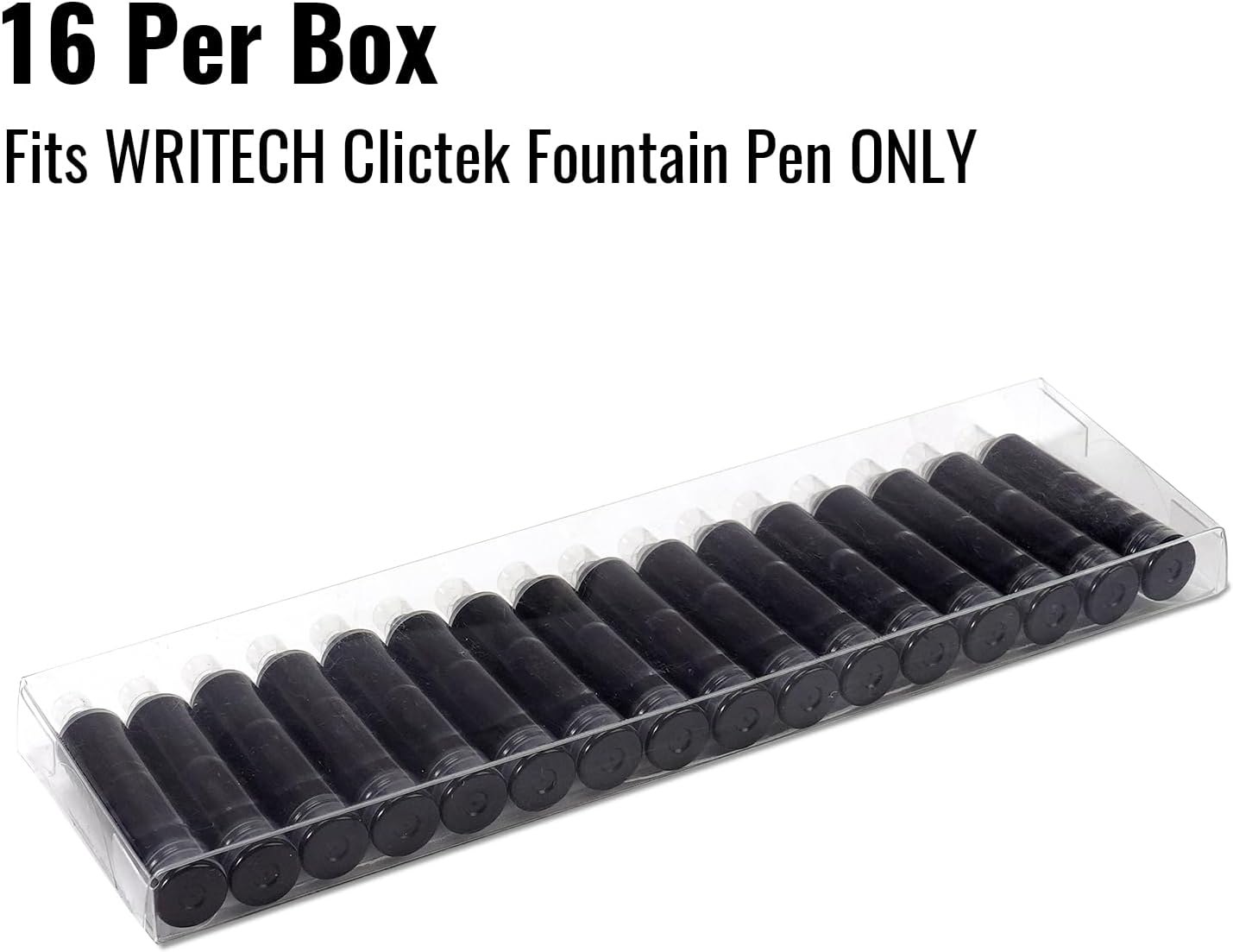 WRITECH W-1784 Cartridge Black Ink: 16ct Black Ink Cartridges Set Clictek Fountain Pens