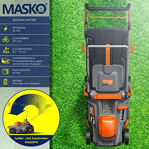 Grizzly Rasenmäher MASKO Akku Rasenmäher mit Mulchfunktion