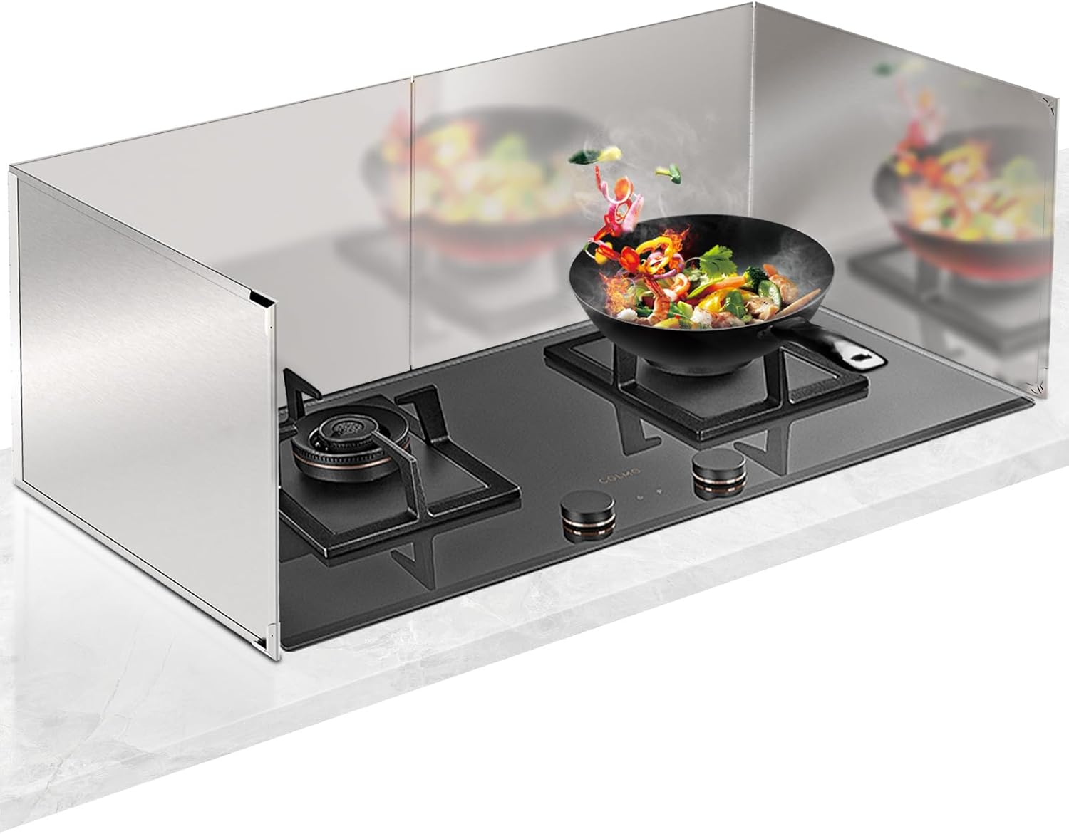 4 Sided Grease Splatter Guard,Foldable Stainless Steel Splatter Guard Oil Splash Guard, Backsplash for Stove Frying Pan Splatter Guard, Oil Proof Baffle Splatter Guard(15.7" X 15.7")