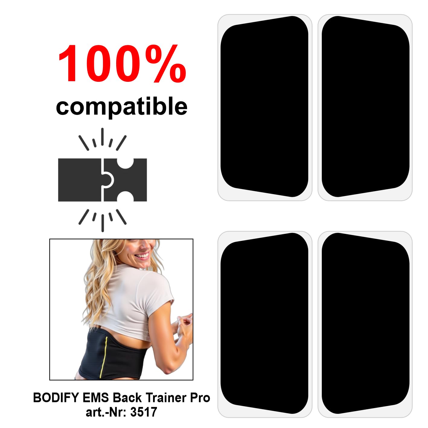 2 Ersatzsets mit 2 Gel-Pads, 100% kompatibel mit BODIFY EMS Back Trainer Pro. Sparen Sie 30% bei Ihrer Bestellung.