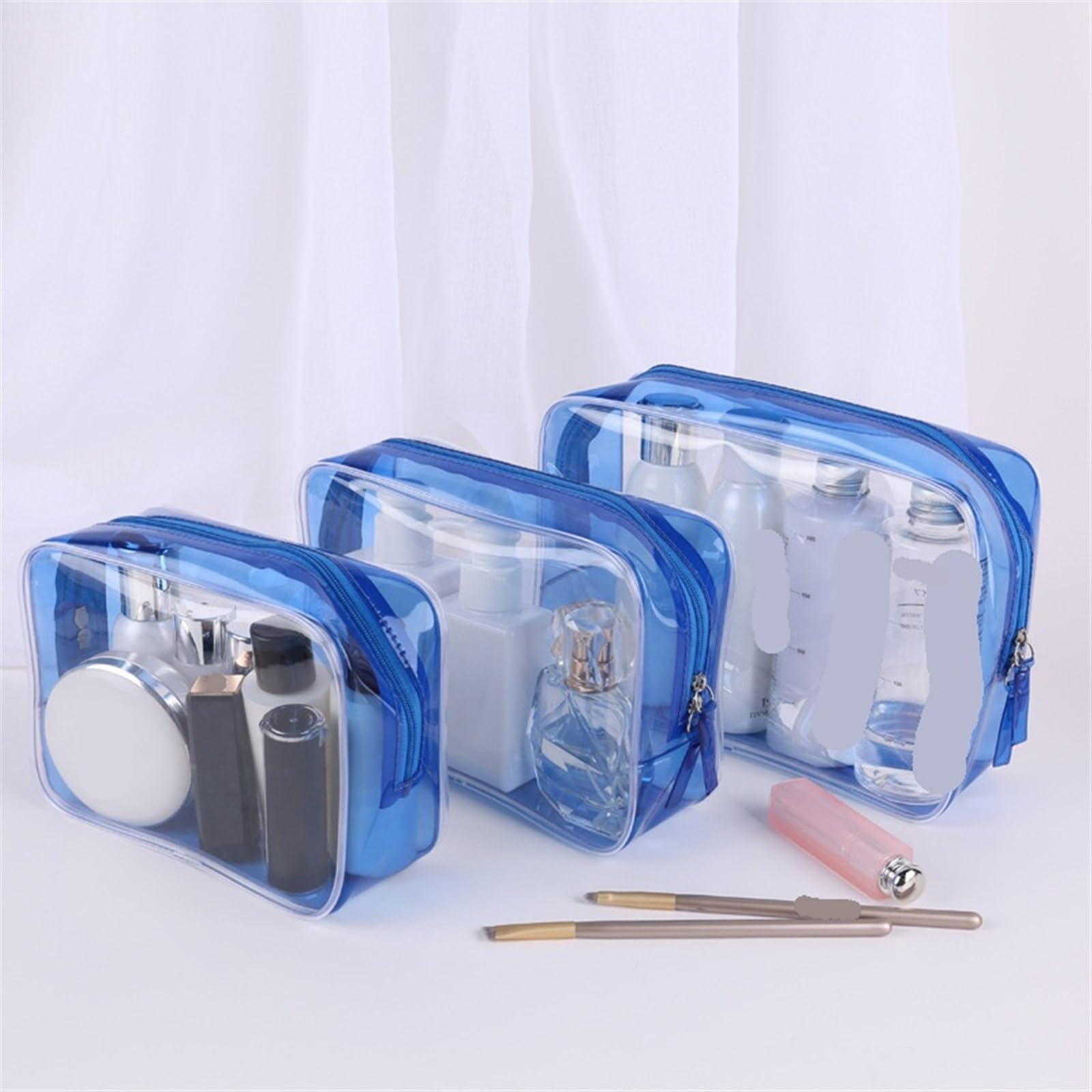 Beauty Trasparente da Viaggio Borsa cosmetica Trasparente in PVC, Borsa da Bagno, Borsa da Viaggio, Borsa Multifunzione, Borsa cosmetica, Scatola degli Attrezzi(Gray Group)