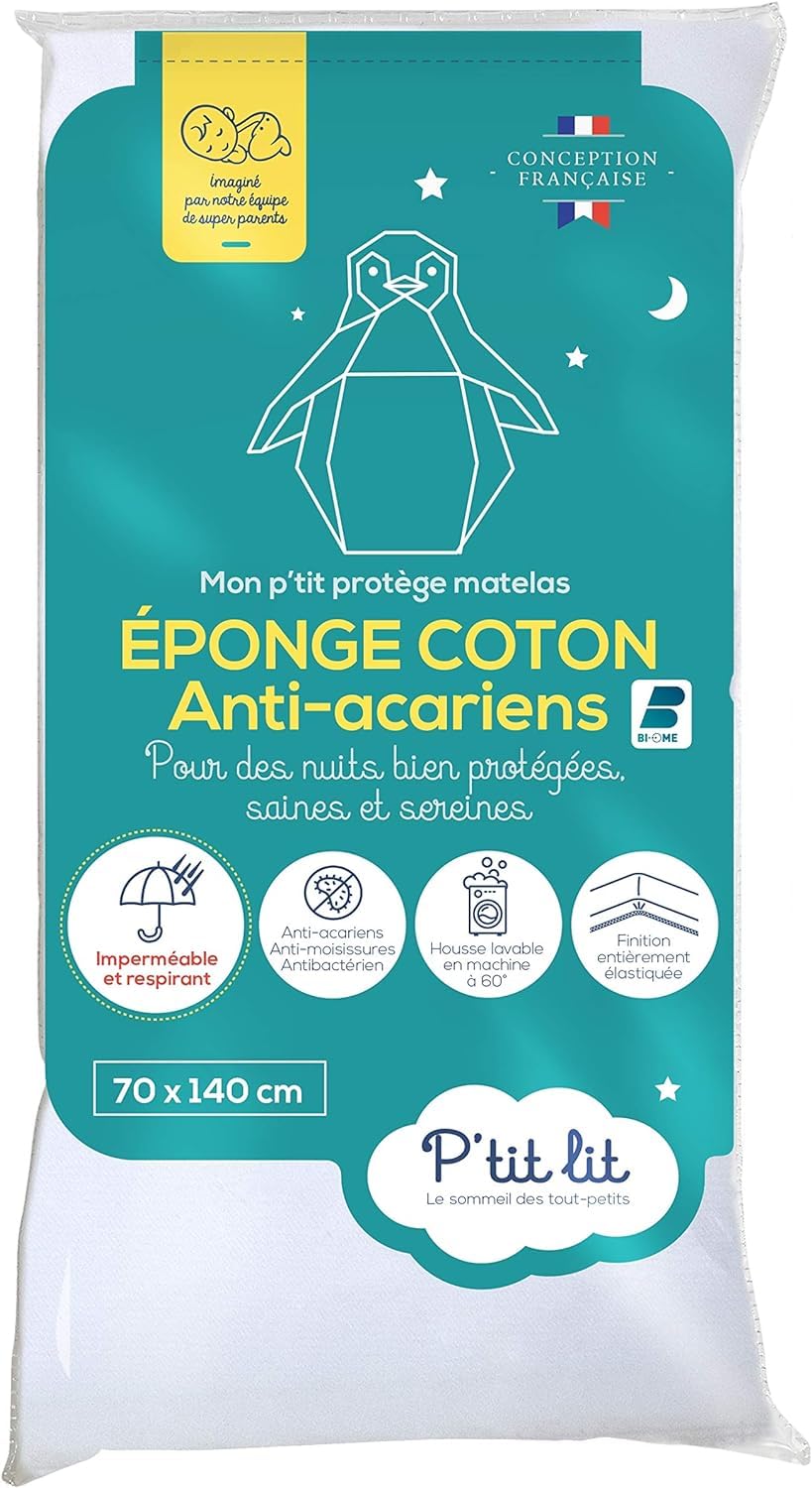 P'TIT LIT - Matelas Enfant/Bébé Indispensable - 70x140 cm - Climatisé & Protège Matelas Bébé Anti Acariens | Alèse Imperméable 70x140 cm - Bouclette 100% Coton - Absorbant et Silencieux - Oeko Tex®