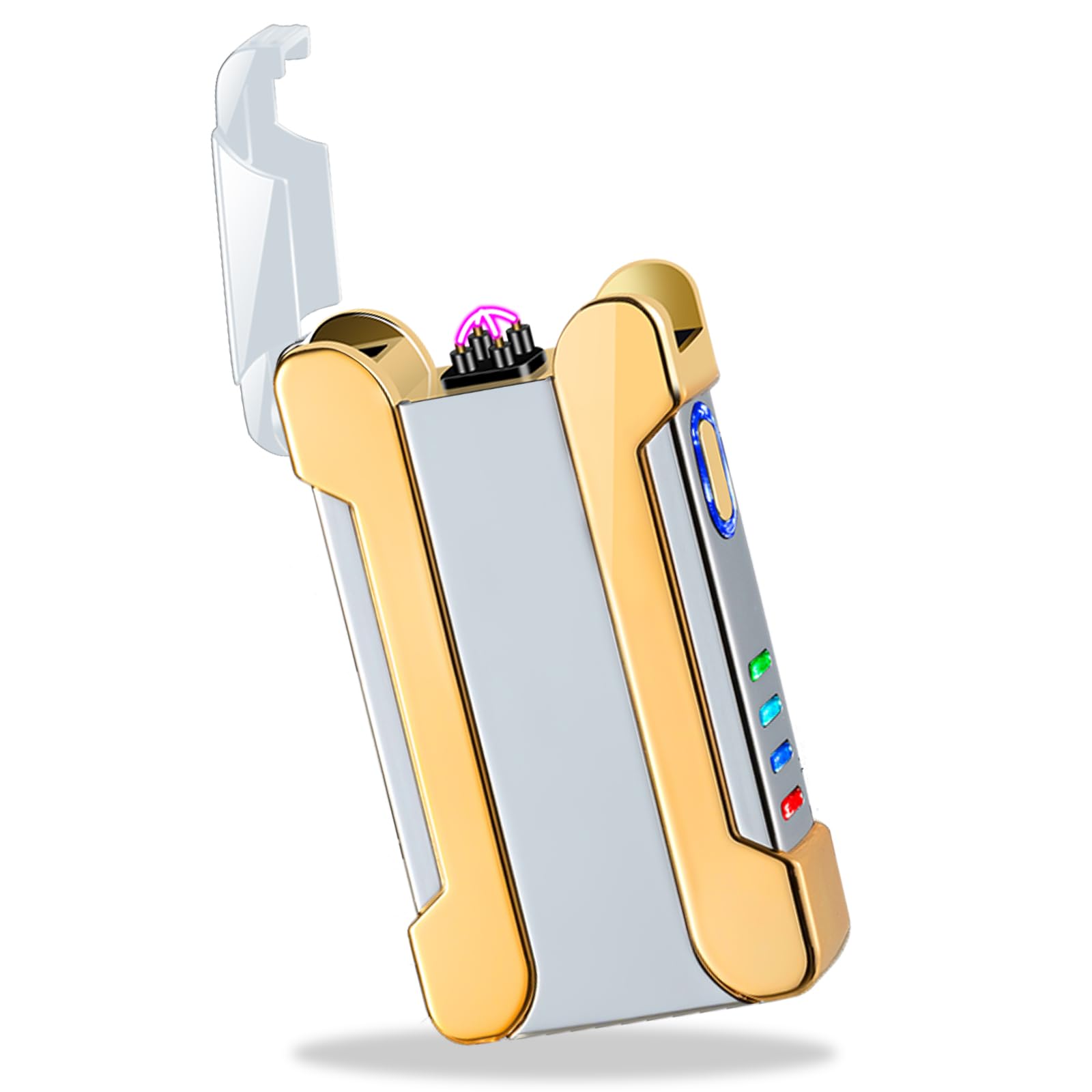 TIKIUKI Electric Lighter USB Rechargeable Lighter Windproof Plasma Lighter Double Arc Lighter Cool Metal Lighter with LED Power Display for Camping,