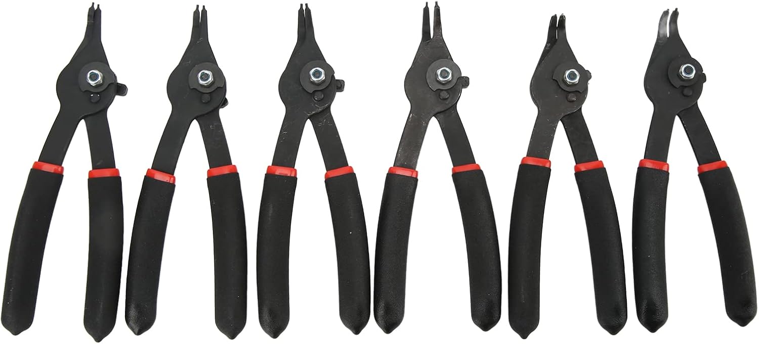 12PCS External Snap Ring Pliers Set, Universal Deep Access Straight Tip Pliers with Comfortable Handle for Removing and Installing Retaining Rings