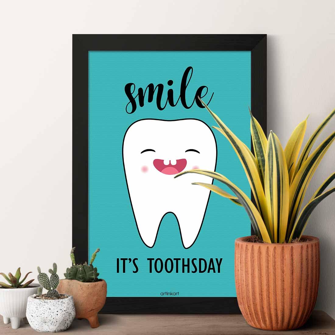 ArtinKart- Toothsday Dentist Clinic Quote Digital Art Poster for Hospital Room -(Multicolor, Synthetic Wood, 9.5x13.5 inch, Framed without Glass) (B083QPNVTW) Amazon Price History, Amazon Price Tracker