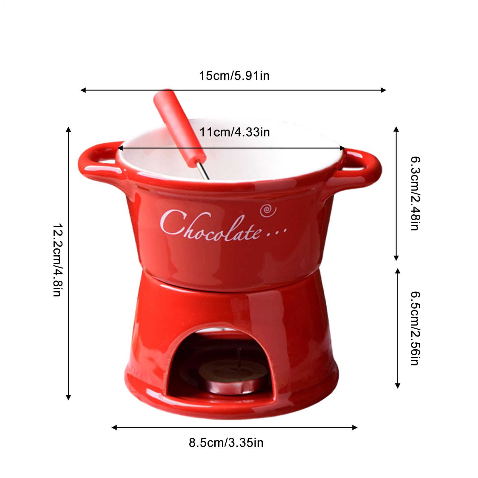 Fondue taza olla de cerámica calentador de mantequilla Tenedor Queso
