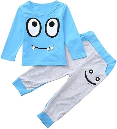 Amazon.com: Tops de dibujos animados para niños + pantalones largos para  niños de 0 a 5 años : Ropa, Zapatos y Joyería