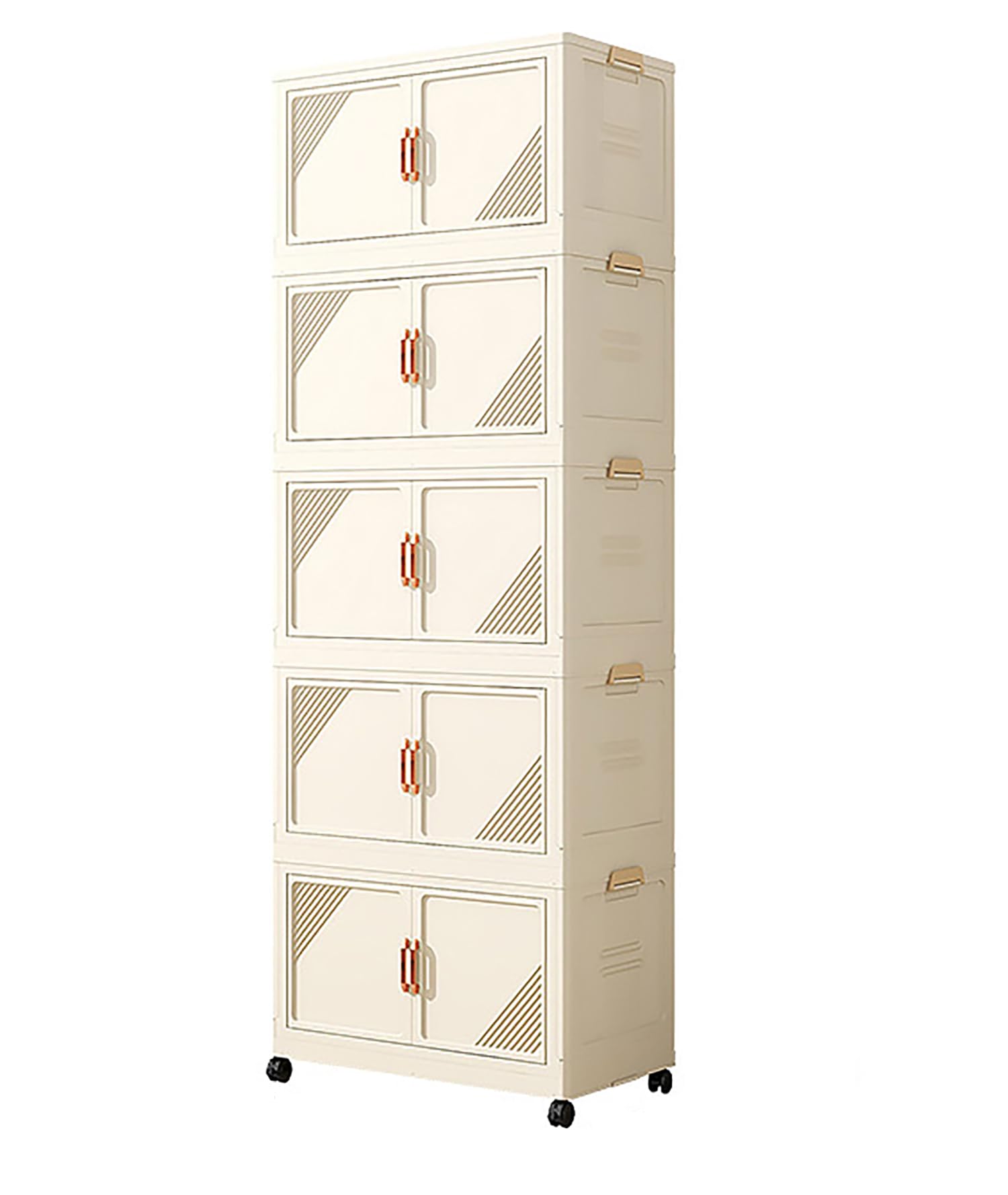 House of Quirk Plastic Storage Bins for Closet Organizers, Folding Storage Box, Stackable Storage Bins with Open Front Door, Collapsible Storage Bins 45cm (5 Layer, Beige)-picture-19
