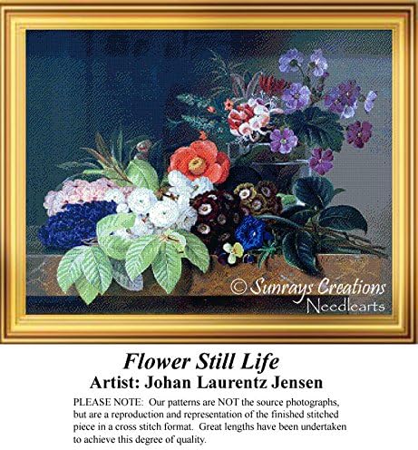 Flower Still Life, Flowers Counted Cross Stitch Pattern (Pattern Only, You Provide the Floss and Fabric)
