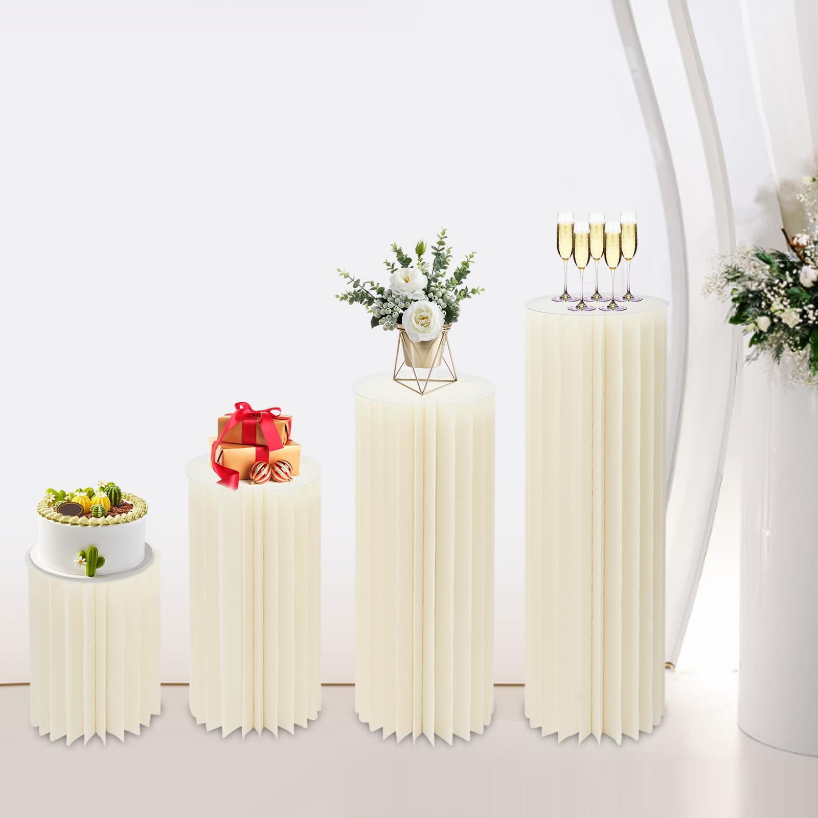 Espositore pieghevole in cartone, set da 4 pezzi, con piastre in PVC per matrimoni, feste e decorazioni (40 cm, 60 cm, 80 cm, 100 cm)