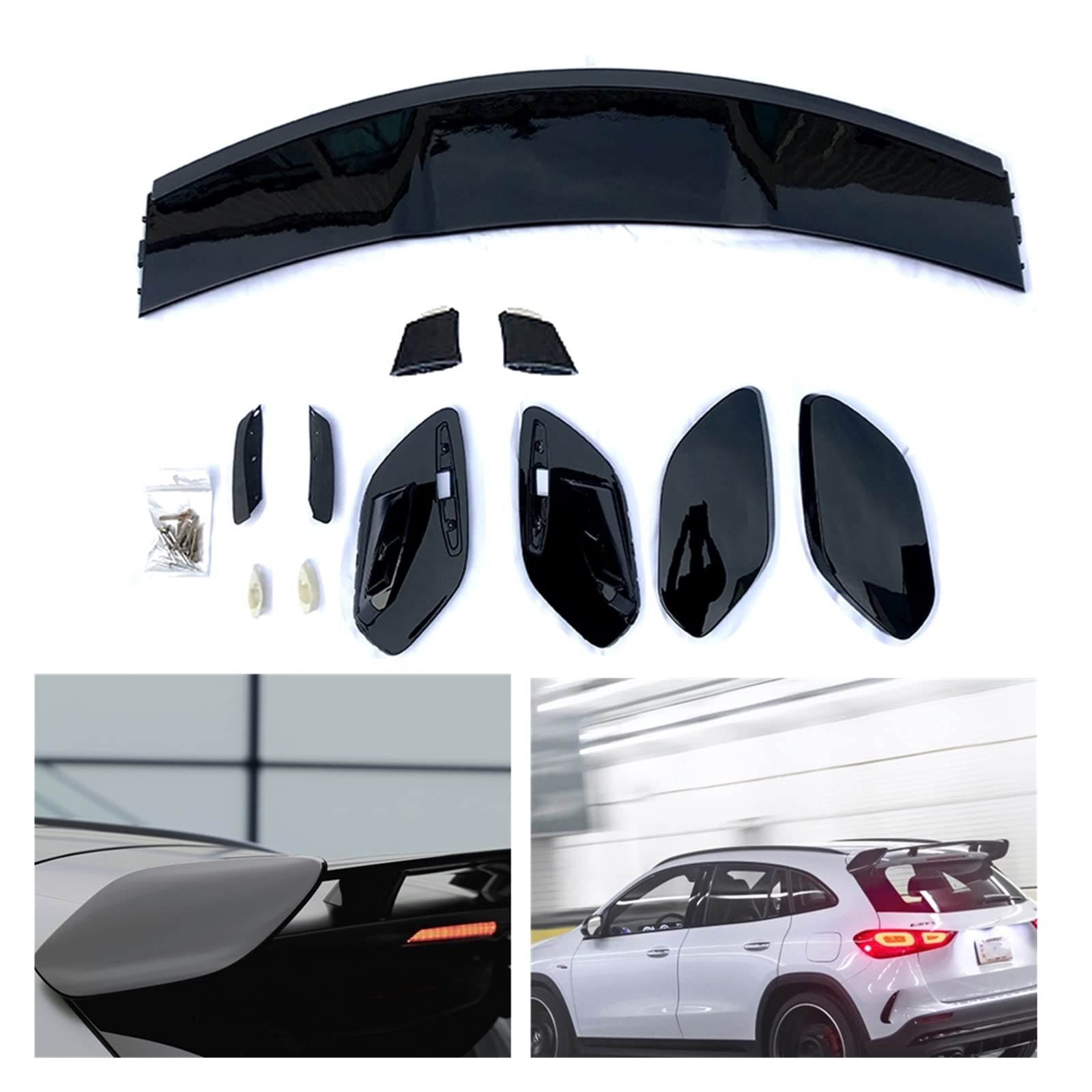 Diffuseur de Becquet de Pare-Chocs Arrière de Voit Aileron Arrière De Voiture Aile ABS Coffre De Voiture Séparateur De Toit Lèvre pour Classe GLA GLA180 200 GLA35 GLA45 AMG GLA250 2020 +